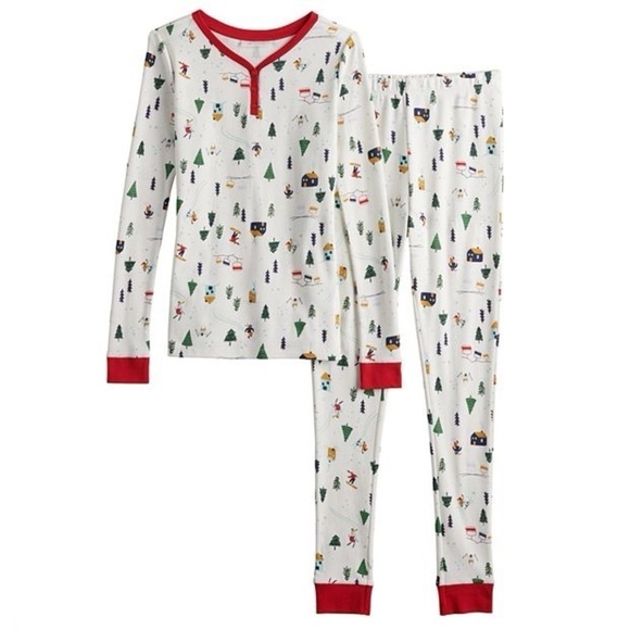 LC Lauren Conrad Snowy Skier Pajama Set 7 size - Picture 1 of 2